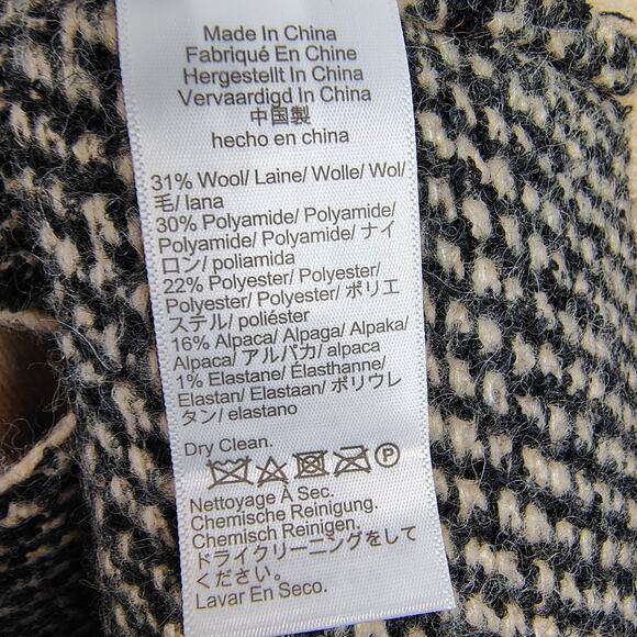 J.Crew Jacquard V-Neck Lady Jacket Cardigan Wool Blend Black/Cream Size Large - Picture 14 of 14